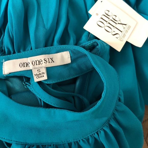 One One Six Halter Neck Palazzo Jumpsuit Teal - Picture 2 of 8